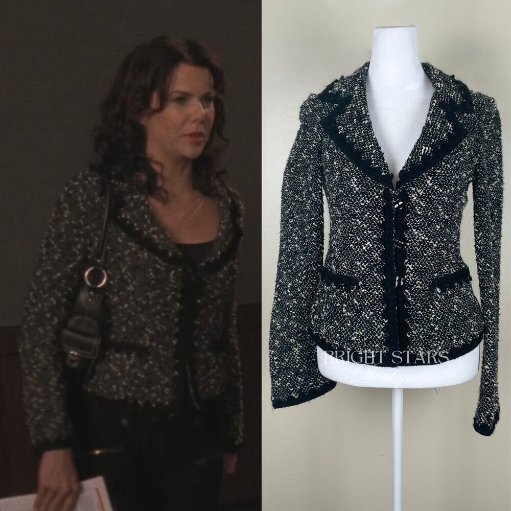 Rare Vintage Black White Tweed Jacket Wool Blend ASO Lorelai Gilmore Girls